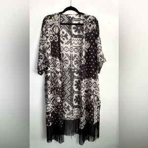 Butterfly by Matthew Williamson Open Front Caftan Kaftan Fringe Boho Size M